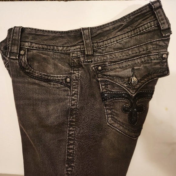 Rock Revival Skinny Jean, Women Gray, Pockets, Black Sequin, Celline, 29 - Picture 7 of 15